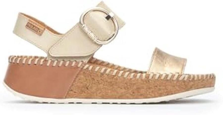 Lichte dames quarter strap wig sandaal met haak-en-lus sluiting