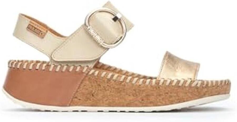 Lichte dames quarter strap wig sandaal met haak-en-lus sluiting