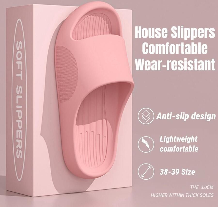 Teenslippers dames zomer lichtgewicht comfort zacht roze met antislip