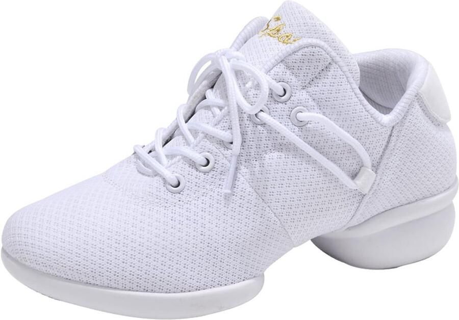 Lichte Danssneakers voor Dames Ademende Jazzschoenen met Veters en Platformzool