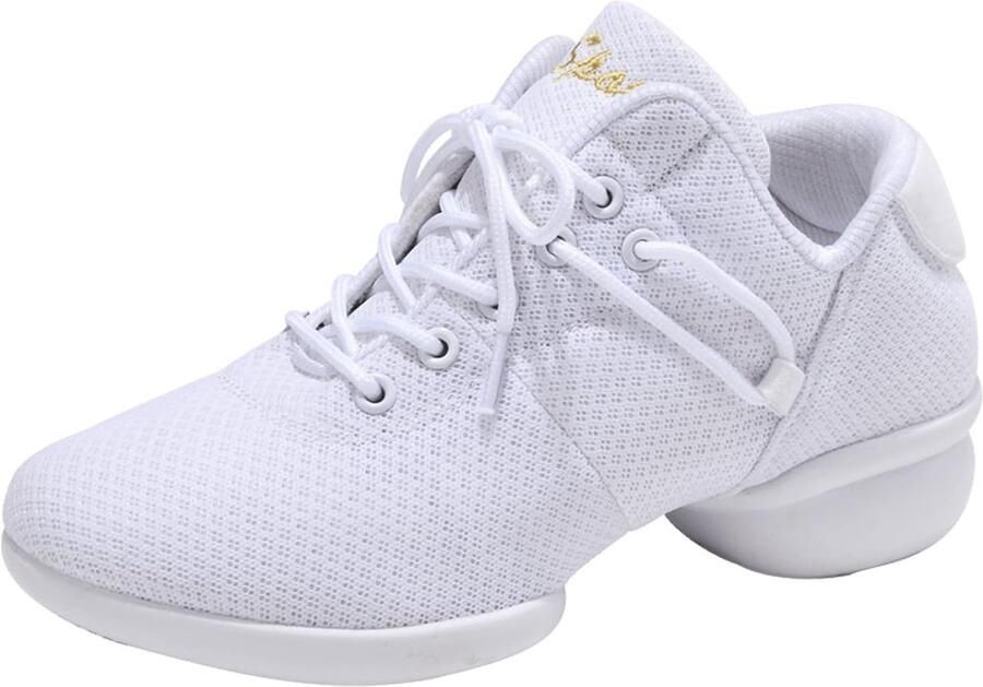 Lichte Danssneakers voor Dames Ademende Jazzschoenen met Veters en Platformzool