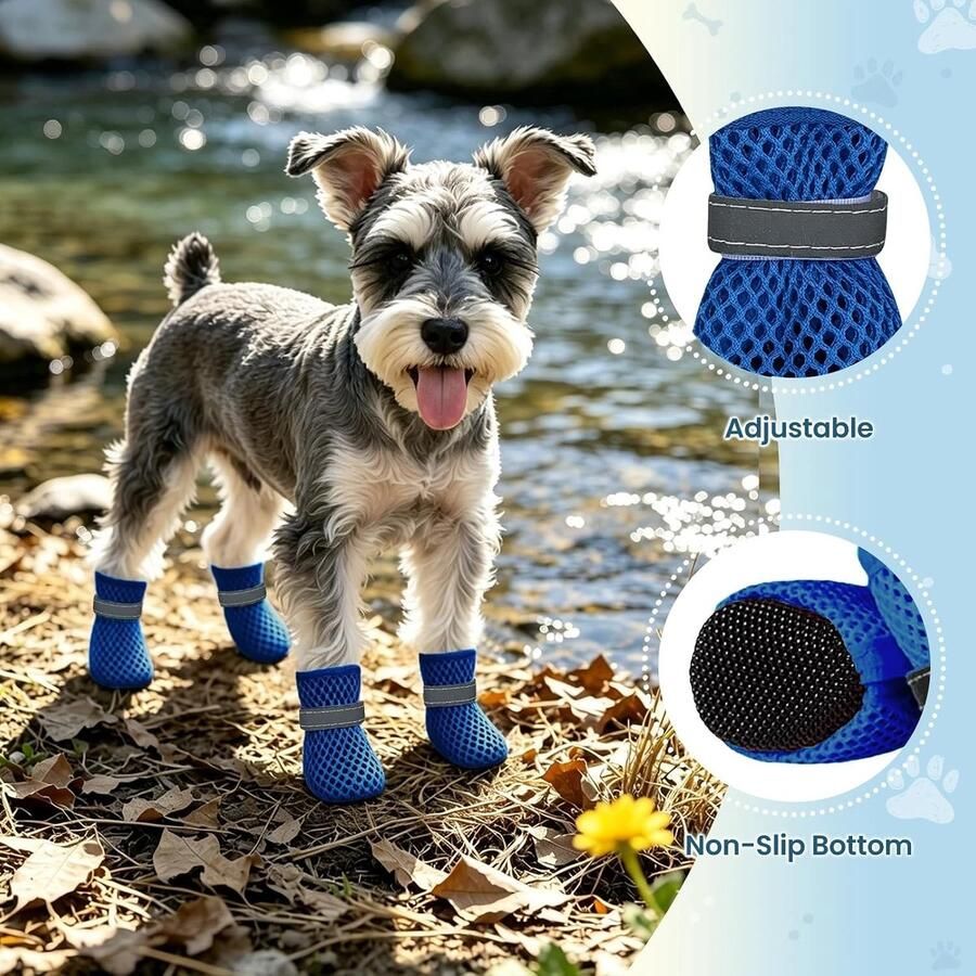 Lichte en Ade de Honden Schoenen voor Kleine Honden 4-Pack Antislip Perfect voor Zomer en Buitenactiviteiten
