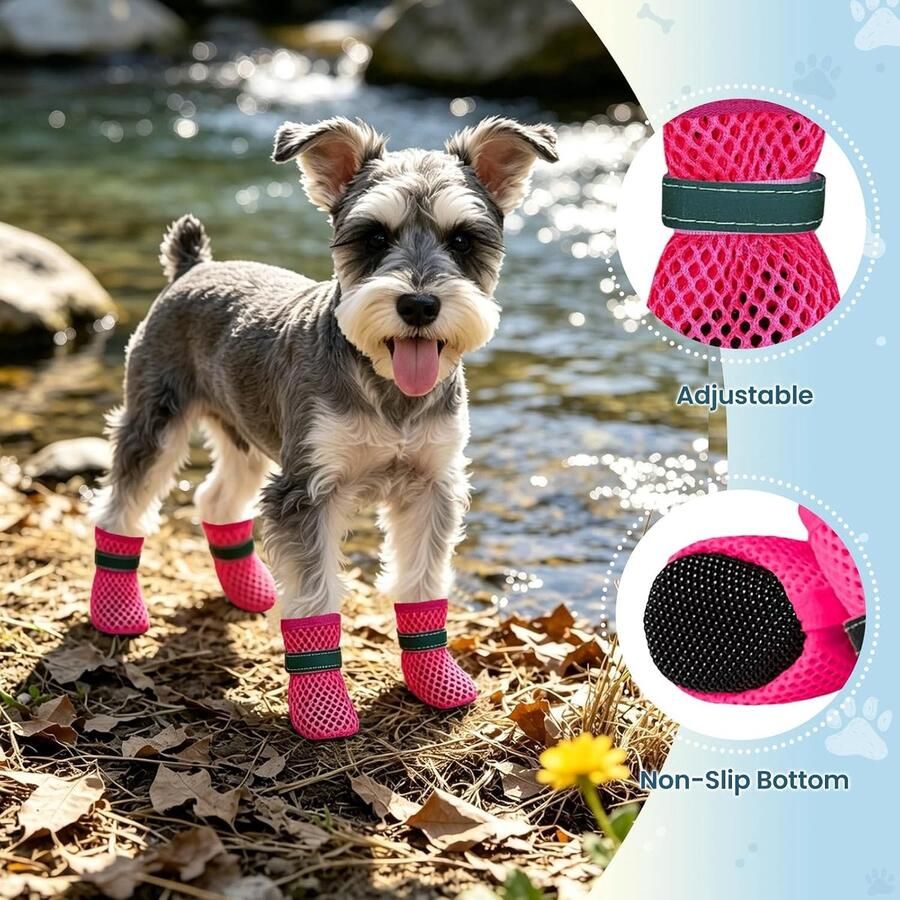 Lichte en ade de hondenschoenen voor kleine honden set van 4 niet-slip perfect voor zomerwandelingen en bescherming onderweg