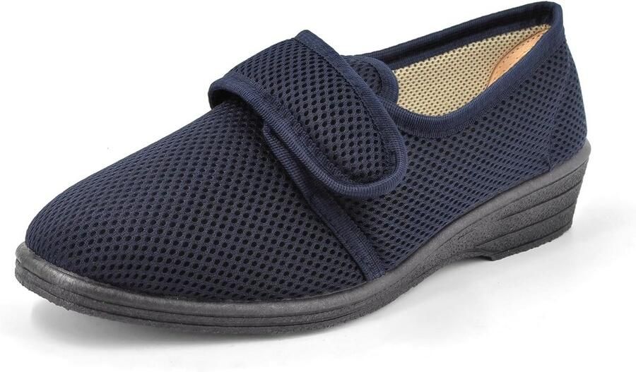 Lichte en ademende pantoffels voor dames comfortabele zomersloffen met klittenband en zachte binnenzool