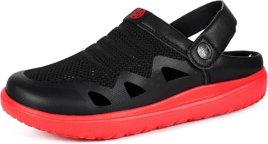 Lichte en comfortabele clogs en slippers voor binnen en buiten zwart rood