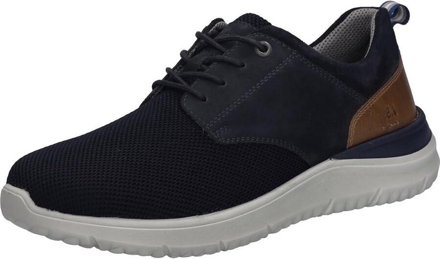 Lichte Heren Leren Halfschoenen Blauw Comfortabele Strobel Constructie