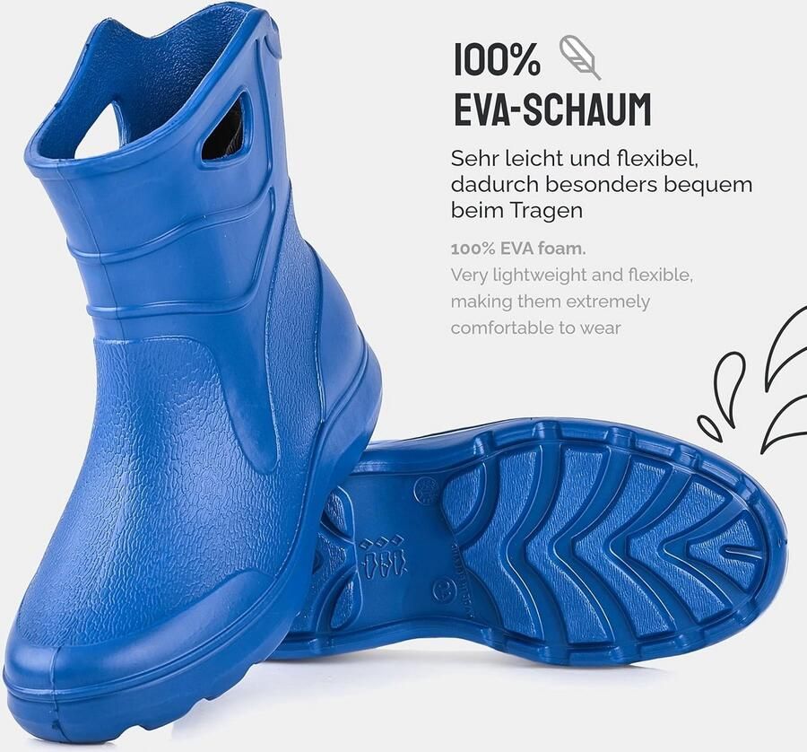 Lichte EVA Rubberlaarzen Dames Kort met Uitneembare Binnenvoering