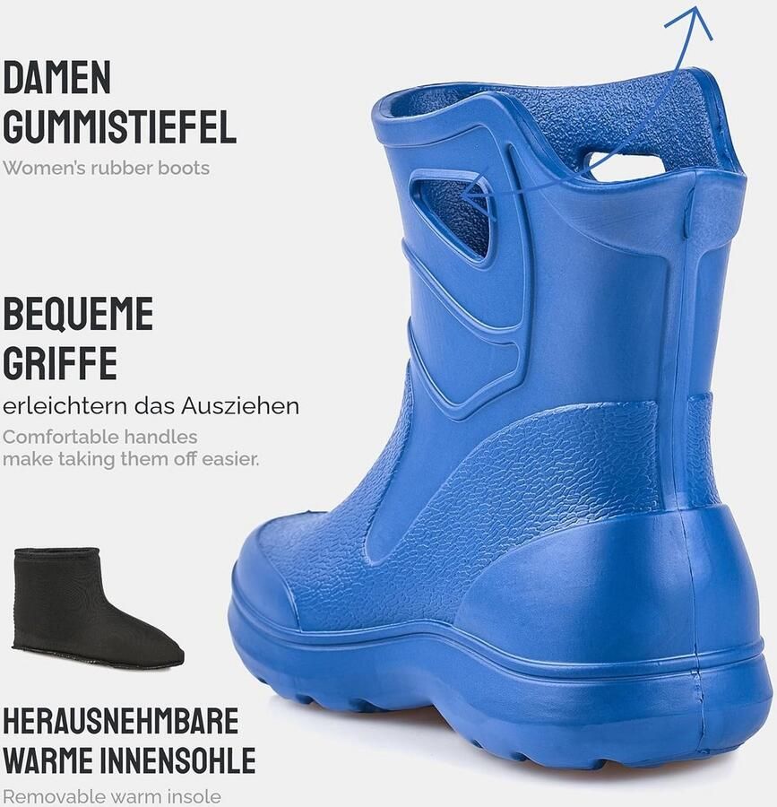 Lichte EVA Rubberlaarzen Dames Kort met Uitneembare Binnenvoering