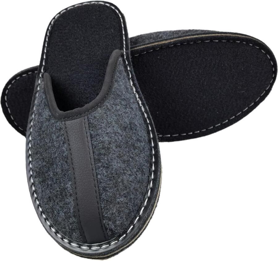 Lichte Heren Pantoffels Natuurlijk Vilt Handgemaakt & Flexibele Rubberzool