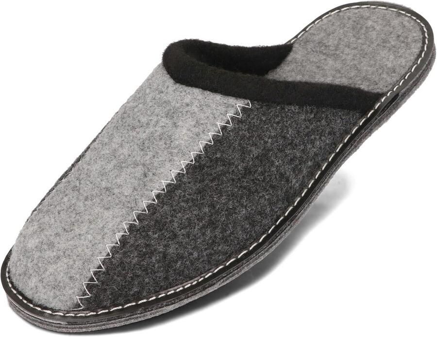 Lichte Heren Pantoffels van Vilt met Keuze uit Vilt- of Rubberen Zool