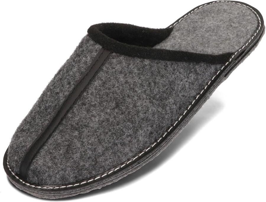 Lichte Heren Pantoffels van Vilt met Vilt- of Rubberzool