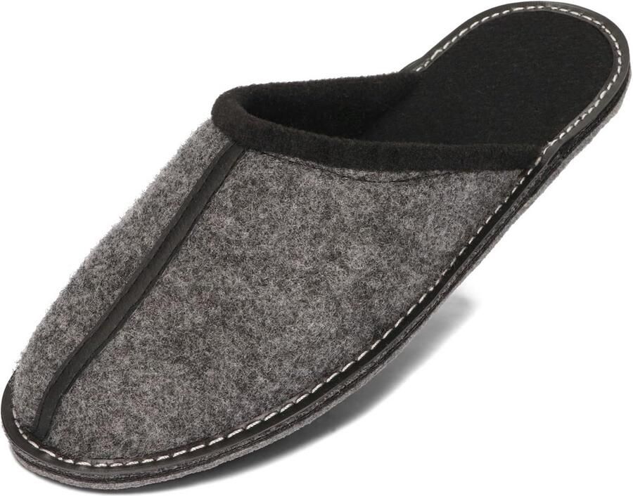 Lichte Heren Pantoffels van Vilt met Vilt- of Rubberzool in Maten