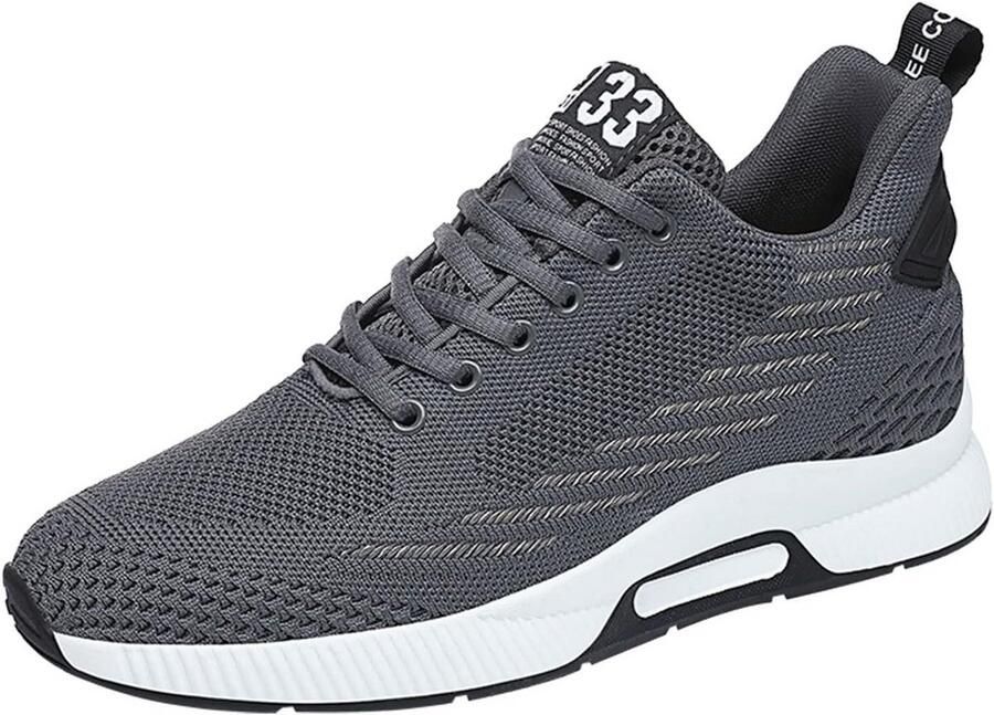 Lichte Heren Sneakers met Verborgen Hak Ademend Mesh en Vetersluiting