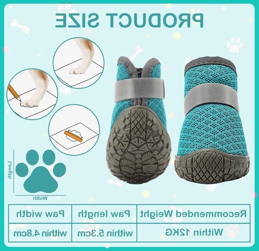 Lichte hondenlaarzen voor kleine honden tot 12 kg verstelbare en antislip schoenen voor wandelen en bescherming van gewonde poten (blauw)