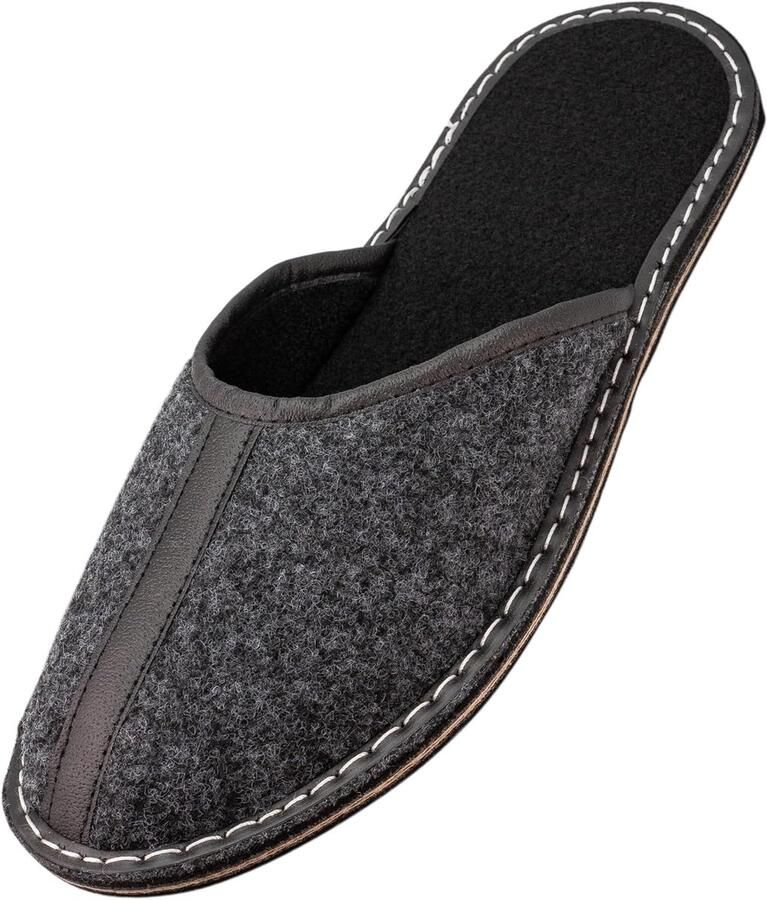 Lichte Natuurlijke Heren Pantoffels 100% Vilt Handgemaakt Flexibele Rubberen Zolen
