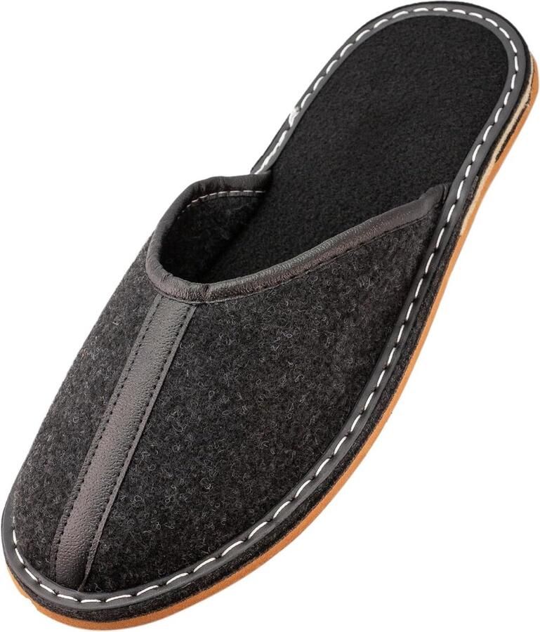 Heren Pantoffels Natuurlijk Vilt Handgemaakt Lichtgewicht Flexibele Rubberen Zool