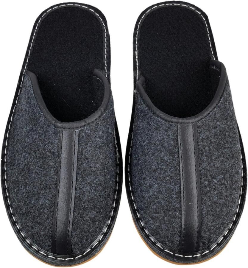 Lichte Natuurlijke Heren Slipper Huisschoen Vilt Flexibele Rubberen Zool Handgemaakt