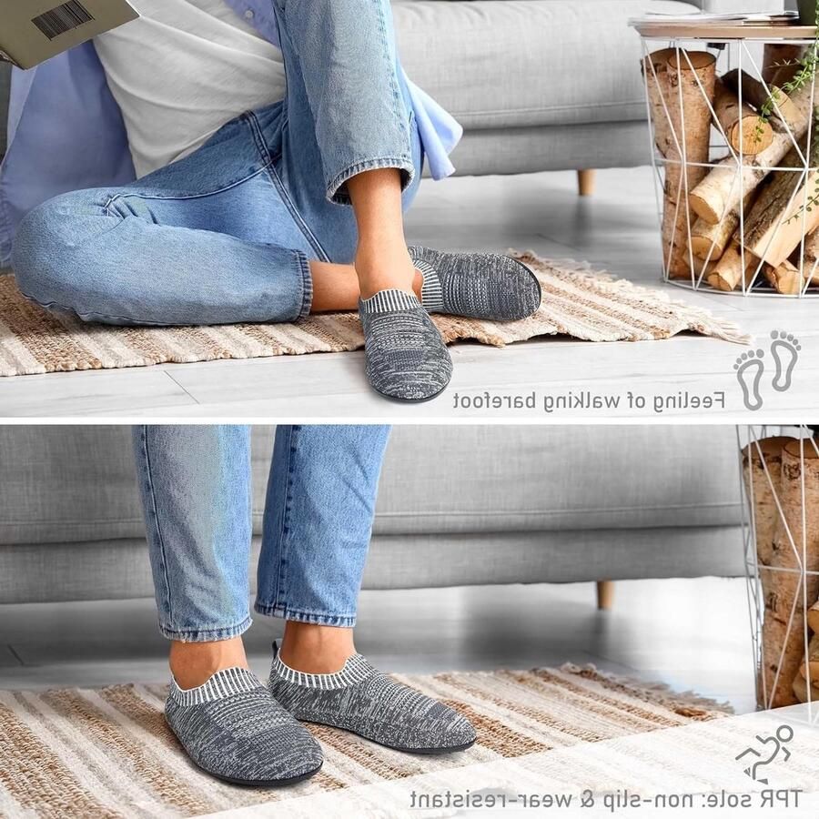 Lichte niet-slip huisslippers voor en met rubberen zool voor binnen en buiten EU donkergrijs