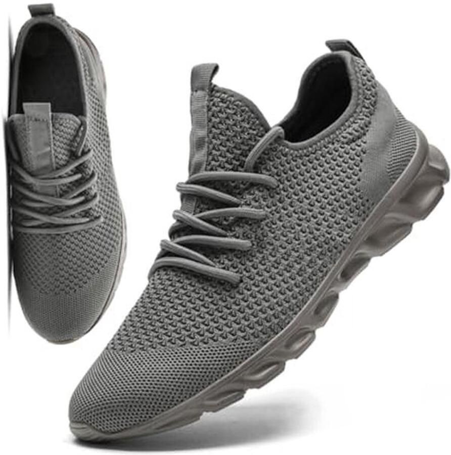Lichte Sneakers voor Heren Ademend en Comfortabel voor Wandelen Joggen en Fitness Grijs
