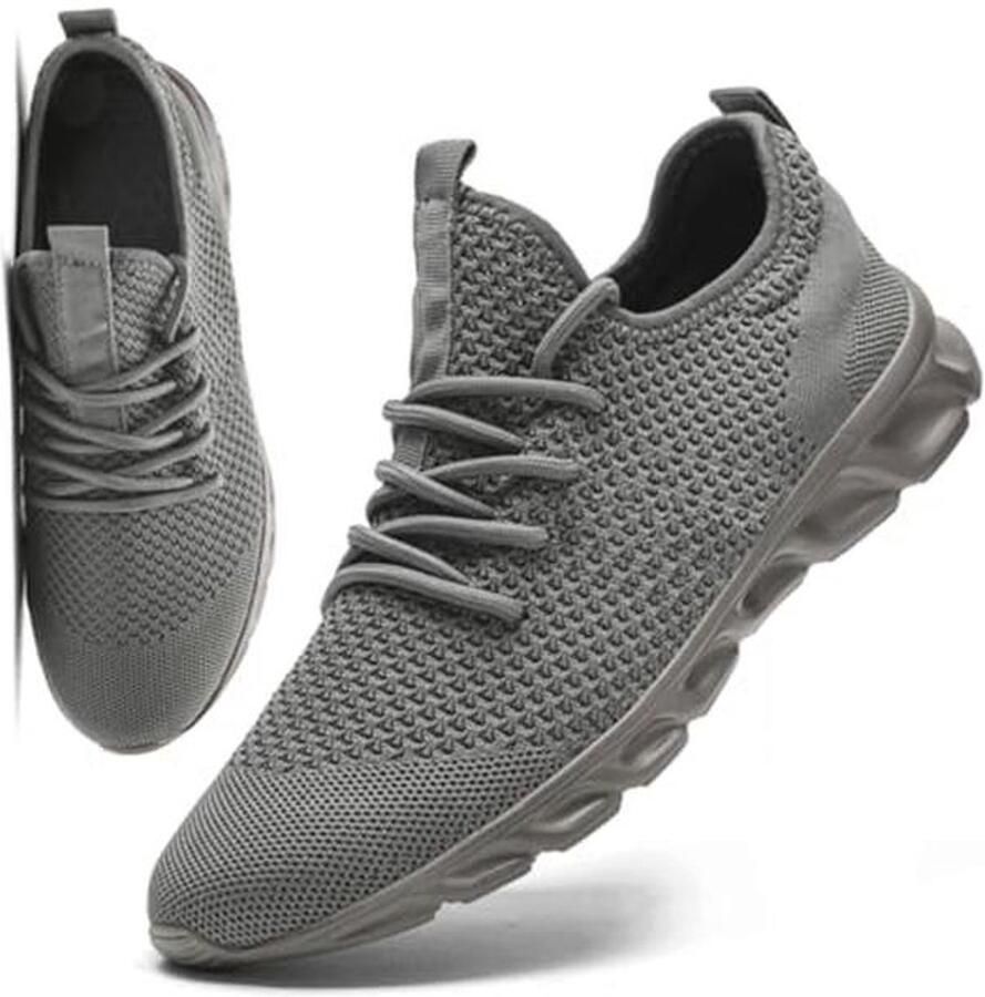 Lichte Sneakers voor Heren Ademend en Comfortabel voor Wandelen Joggen en Fitness Grijs