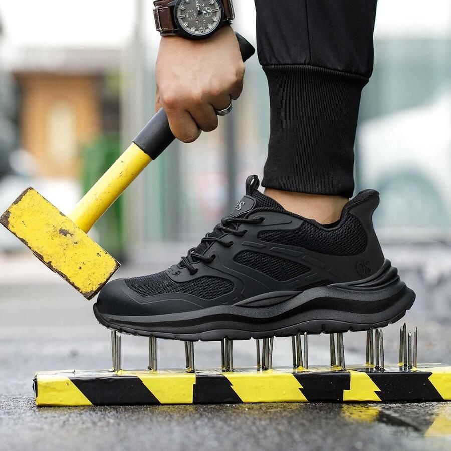 Lichte veiligheidsschoenen met stalen neus voor nen en Waterafstotend antislip ade d en comfortabel voor bouw magazijn en dagelijks gebruik
