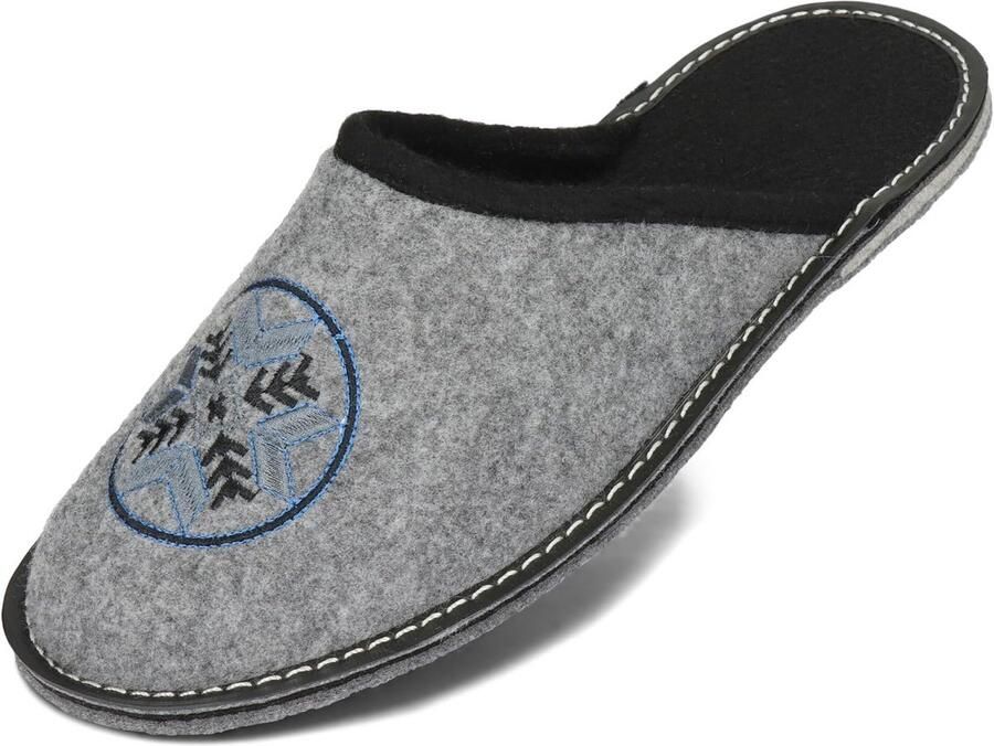 Lichte Vilten Heren Pantoffels met Viltzool Verkrijgbaar in Maten