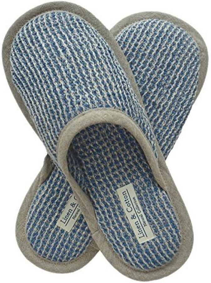 Lichte Wafelpique Huis Slippers voor en van Linnen en Katoen