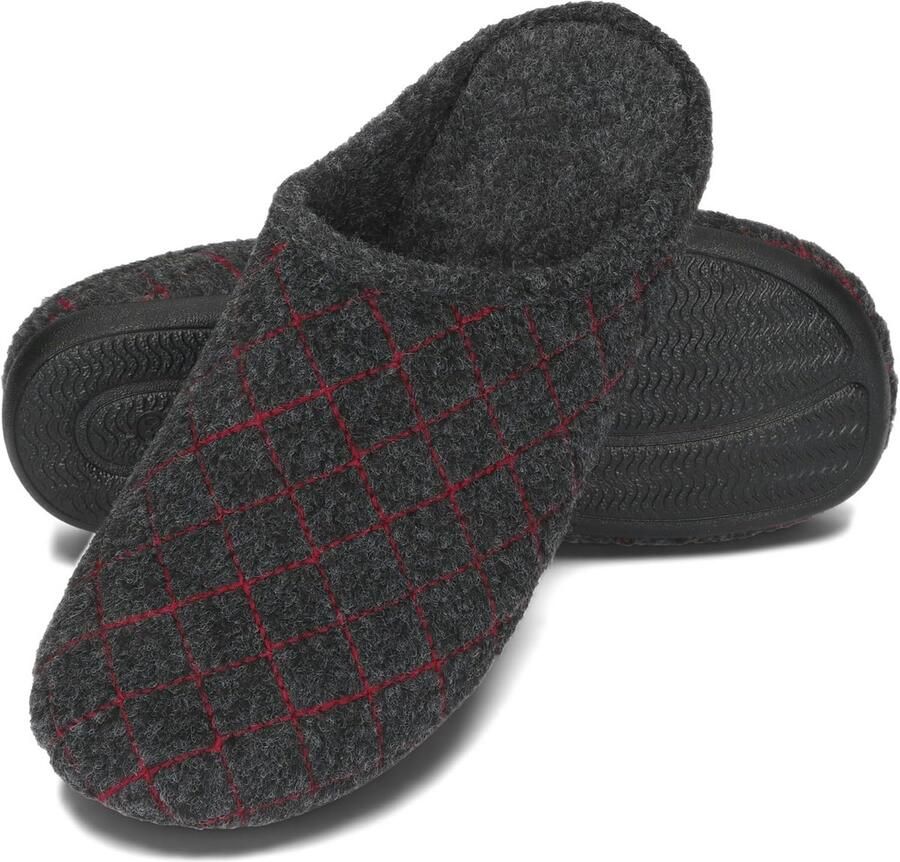 Lichtgewicht Heren Pantoffels van Vilt met Flexibele Rubberen Zolen )