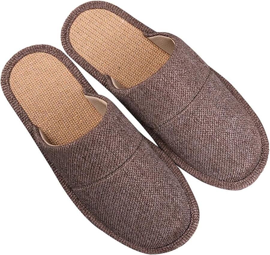 Lichtgewicht katoenlinnen huis-schoenen met gesloten teen en antislip zool