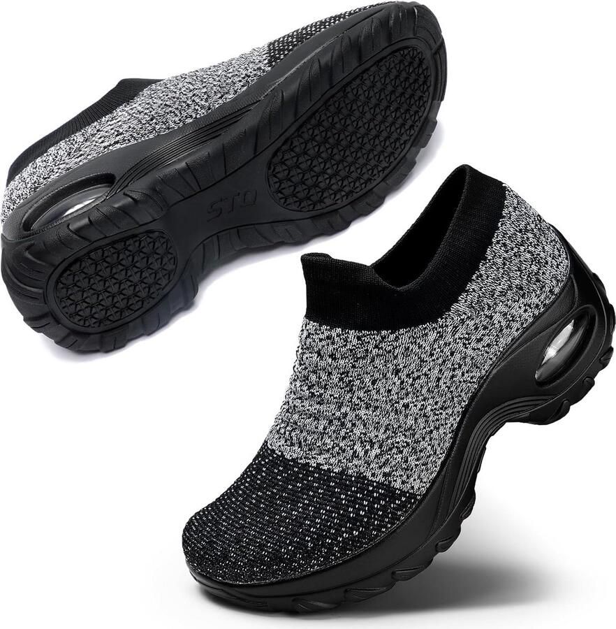 Lichtgewicht Mesh Wandelschoenen Dames Slip-On Ademend Tennis Sneakers met Platform Zool