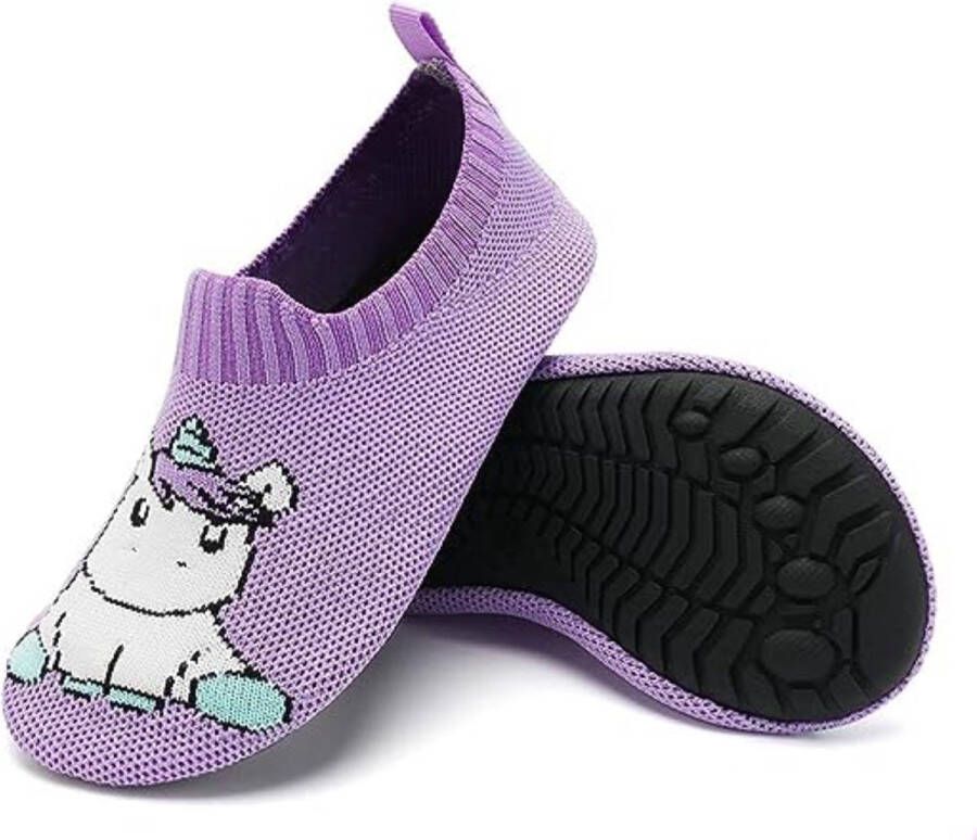 Lichtgewicht Unicorn Slippers Ademend & Antislip Kinderen Sloffen Zacht & Comfortabel Geschikt voor Binnen en Buiten Paars Mat