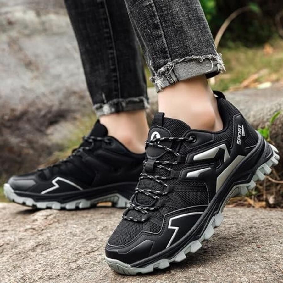 Lichtgewicht Wandelschoenen met Bescher de Neus Zwart Zilver