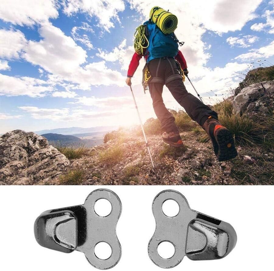Lichtmetalen haken voor klim- en wandelschoenen 20 paar met kanten haak veiligheid en vetergespen met klinknagels geschikt voor werk en outdoor gebruik