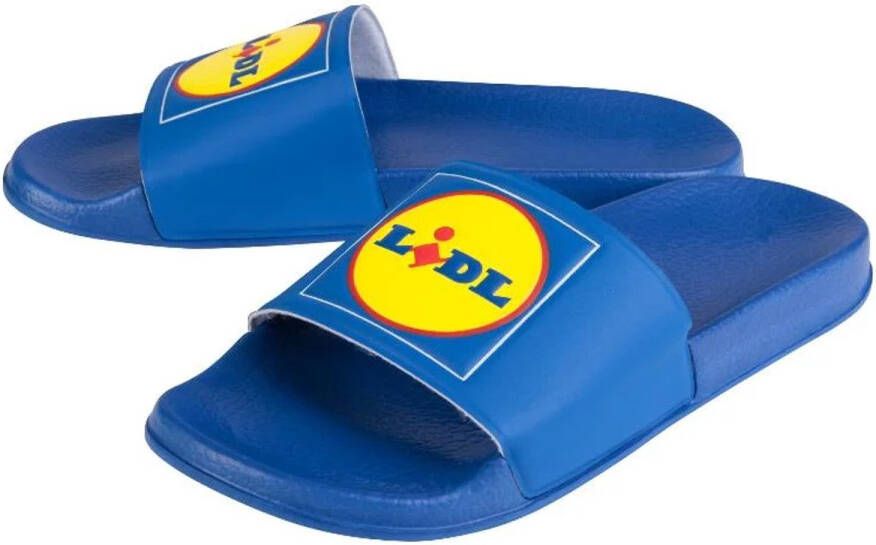 Lidl Slippers Flip Flops Blauw Geel Heren Dames Zomerschoenen met Lidl Logo