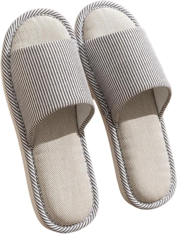 Linnen pantoffels antislip pantoffels voor thuis casual pantoffels met open tenen vier seizoenen voor binnen en buiten voor en
