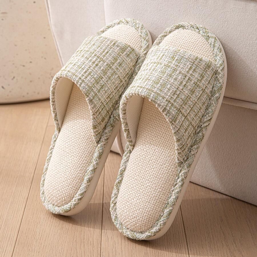 Linnen pantoffels met open teen lichtgewicht en antislip binnenschoenen voor slaapkamer casual comfortabel voor en