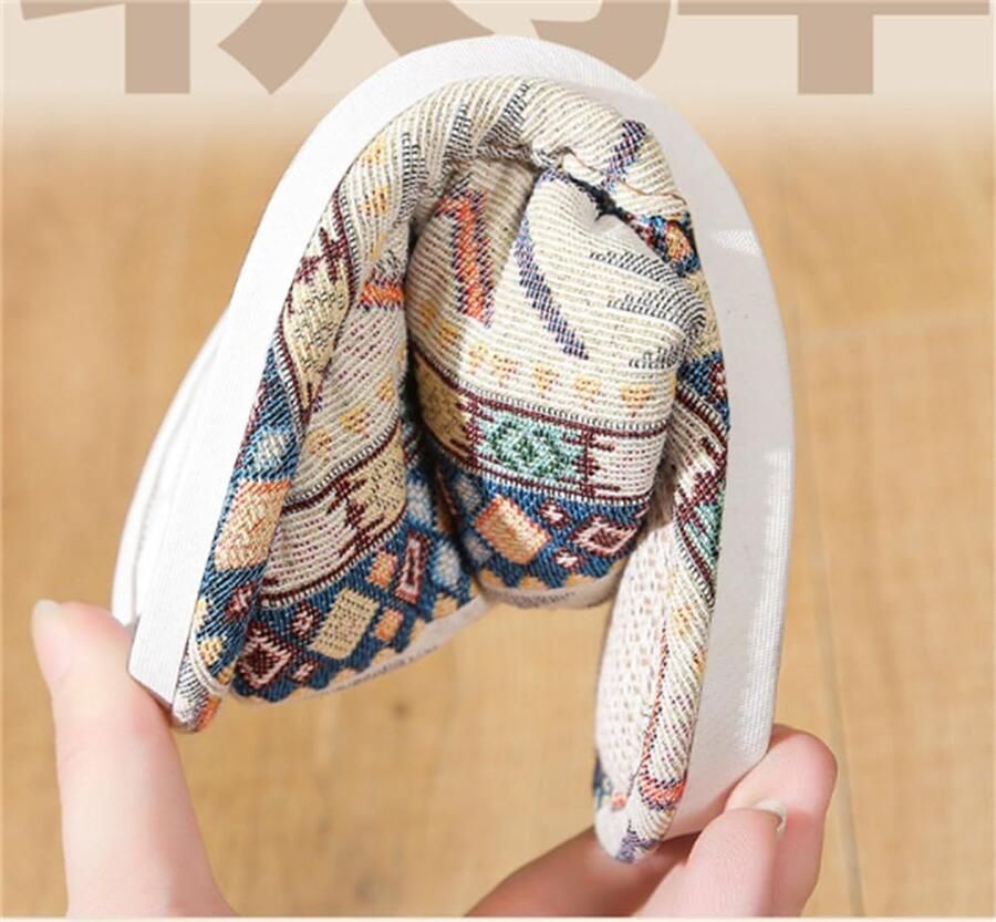 Linnen pantoffels set van 4 paar wasbaar etnische gastenpantoffels winter warme pantoffels antislip ideaal voor gasten familie hotel reizen