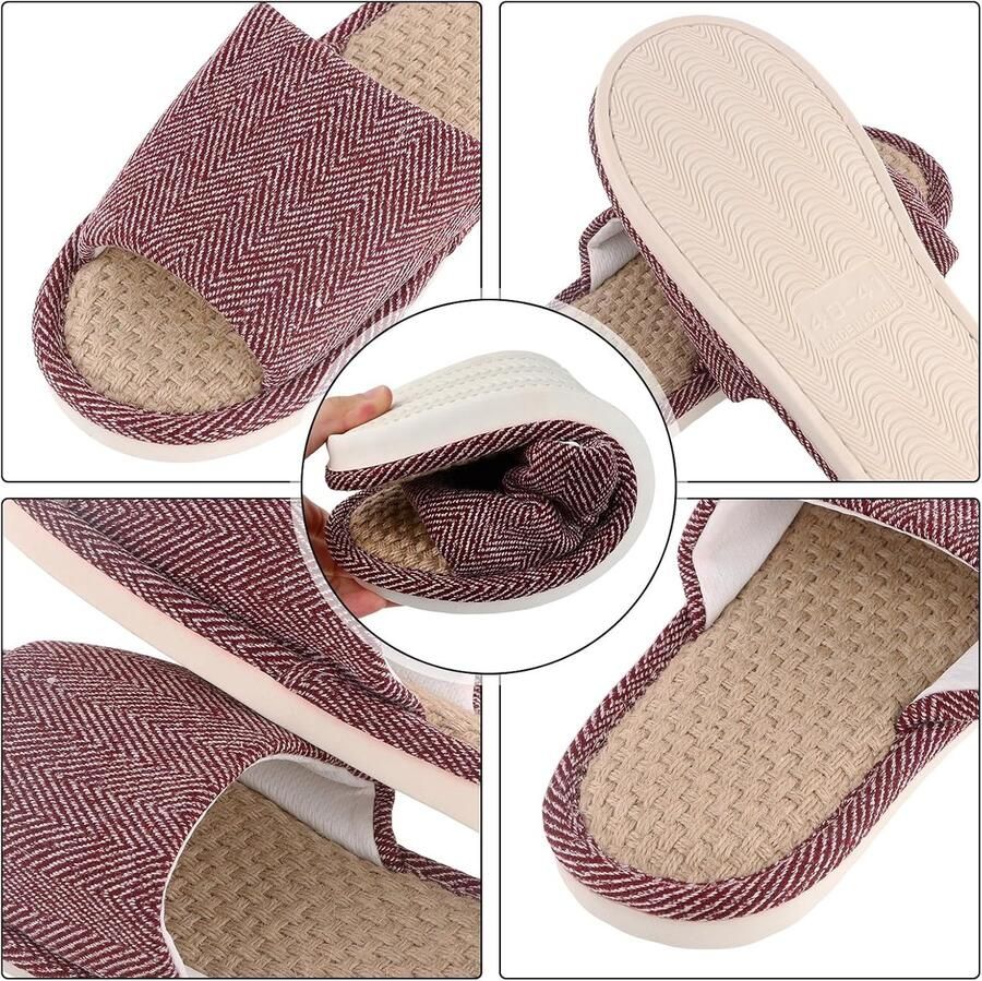 Linnen pantoffels slipvaste slippers slipvaste pantoffels met open teen uniseks