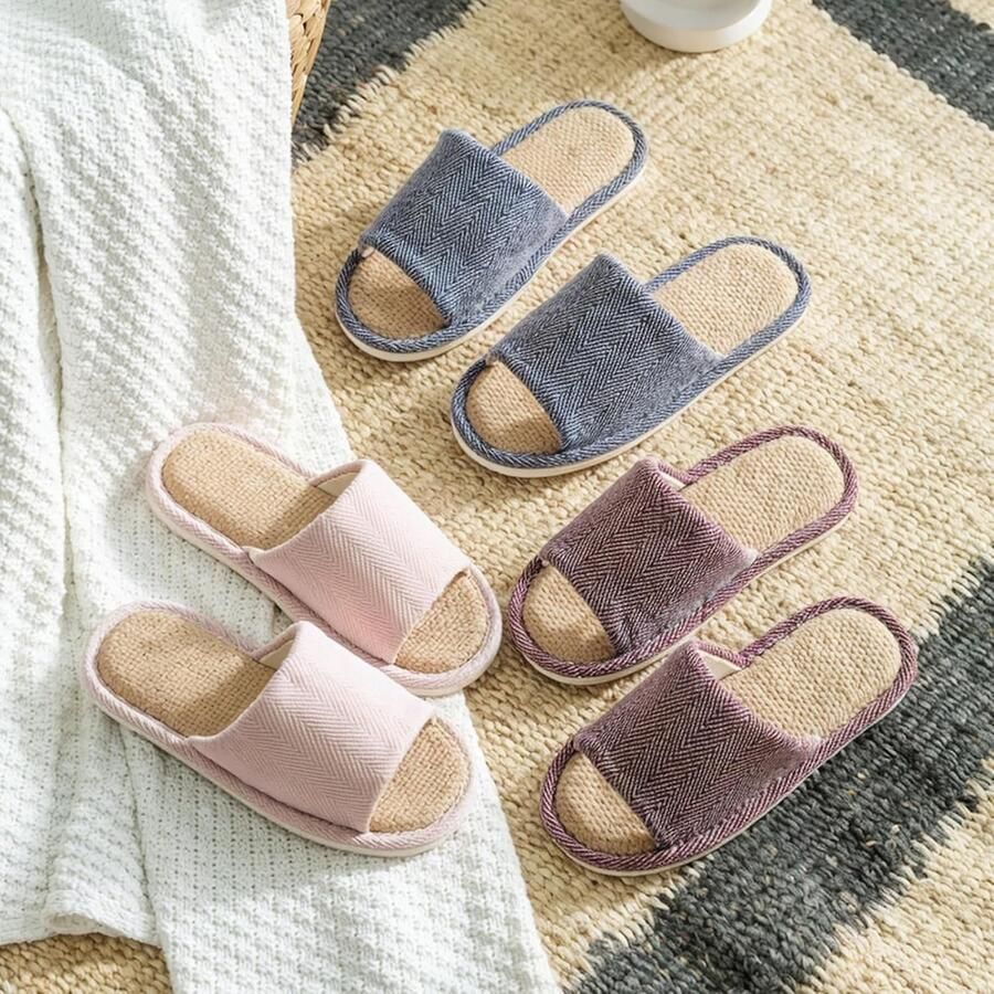 Linnen pantoffels slipvaste slippers slipvaste pantoffels met open teen uniseks