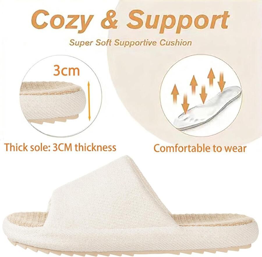 Linnen pantoffels van traagschuim voor dames comfortabel antislip zacht