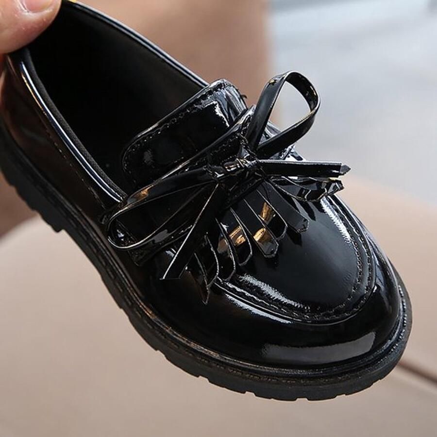 Loafers Meisjes Slip On Lederen Kwastje Strik Casual Gekleed Ronde Neus Schoolschoenen Balletschoenen