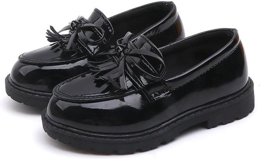 Loafers Meisjes Slip On Lederen Kwastje Strik Casual Gekleed Ronde Neus Schoolschoenen Balletschoenen