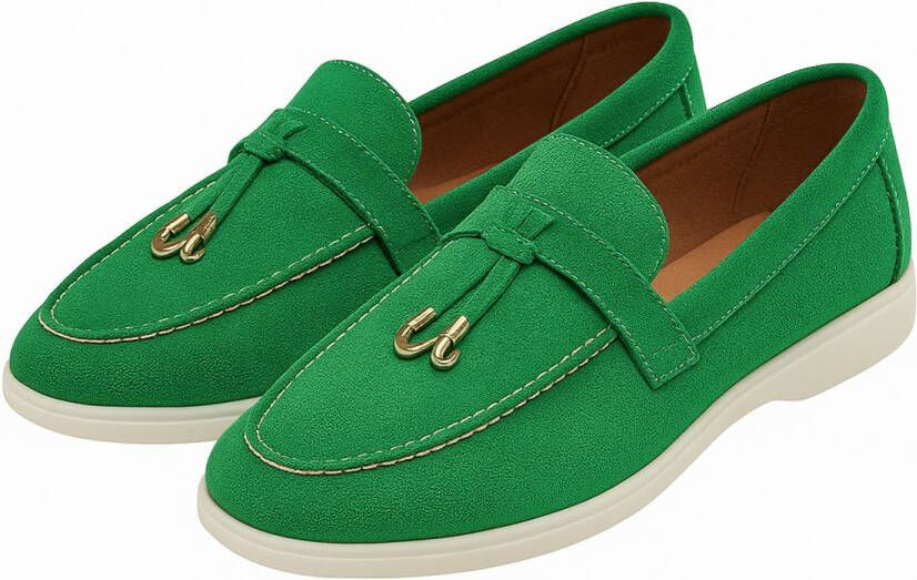 Bij Avoir Loafers Dames Slippers Dames schoenen Loafers yacht Instappers Dames Groen