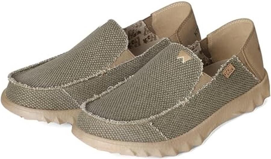 Loafers voor Mannen Lichtgewicht Slip-On Canvas Khaki