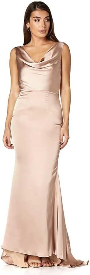 Cowl Front Maxi Dress Slinky Nude
