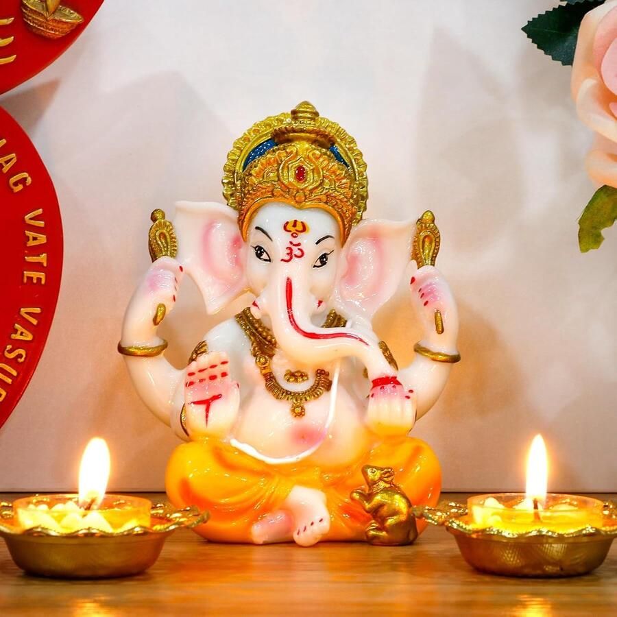 Lord Ganesha Idol India Ganesh Standbeeld Diwali Geschenken Indiase Puja Items Home Tempel Mandir Pooja Decor Auto Decor Indiase Bruiloft Terugkeer Geschenken Yoga Kamer