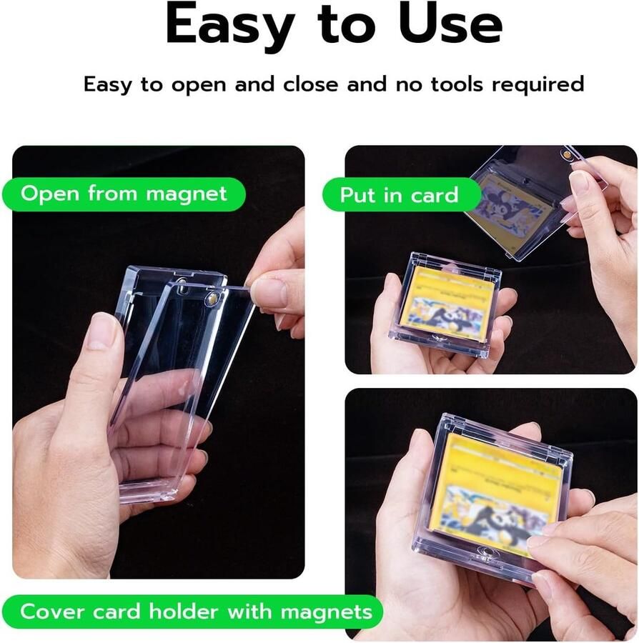 Lot 10 35PT Game Card Collection Case Transparent Blue Ray Protective Magnetic Game Card Storage Case with UV Protection Card MTG Card Sport Card Trading Card