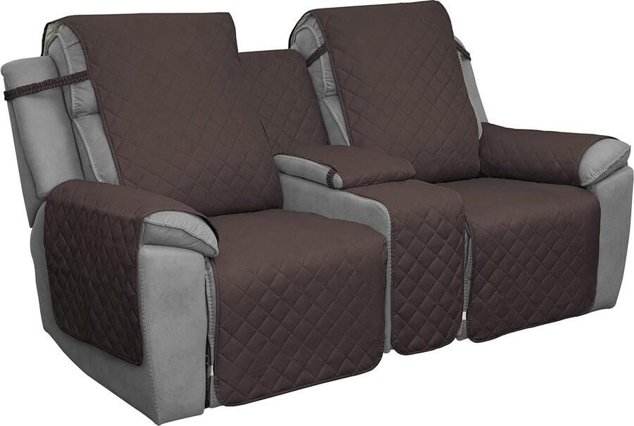 Loveseat Hoes voor fauteuil omkeerbare bankhoes voor woonkamer split bankhoes voor elke stoel met elastieken voor kinderen honden huisdieren (2-zits chocoladebruin beige)
