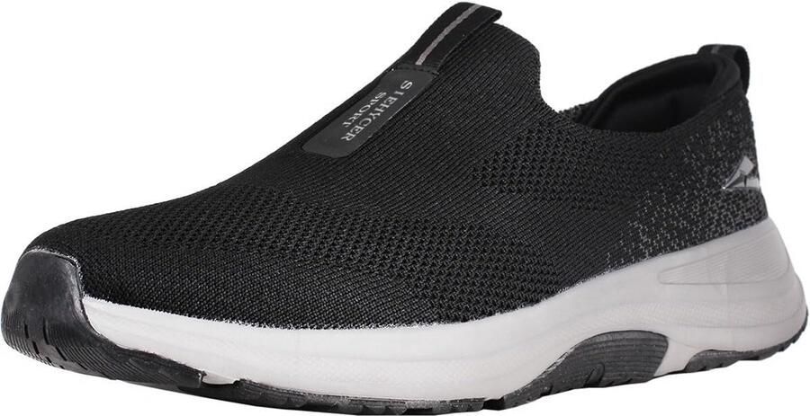 Luchtige Instapsneakers Heren Zwart Grijs Comfortabele Slip-On Sportschoenen