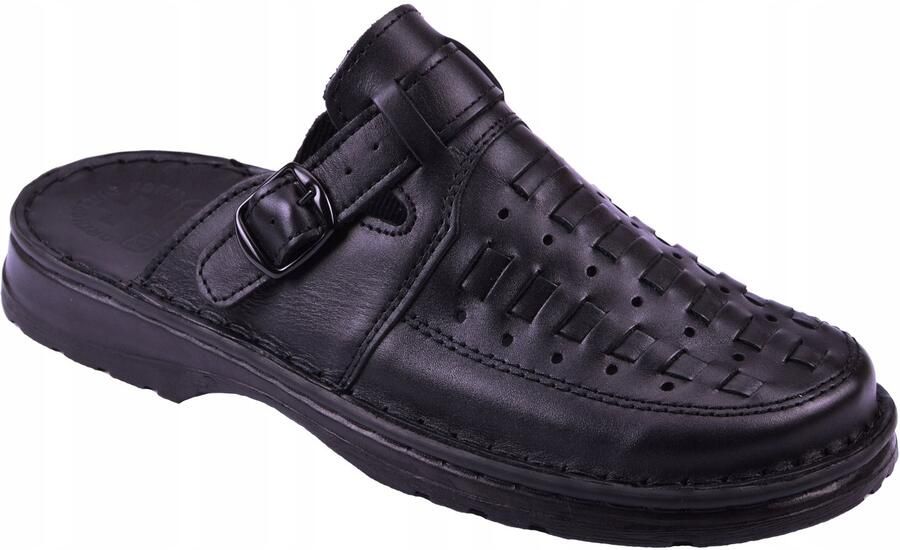 LUKPOL Heren Slippers Leer Zwart Comfortabel & Nederlands